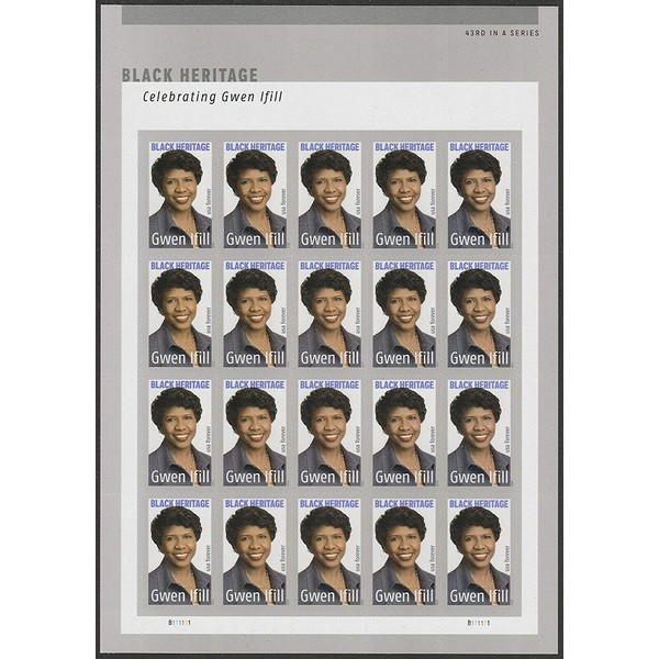 Gwen Ifill Black Heritage Sheet of 20 Forever Postage Stamps Scott 5432