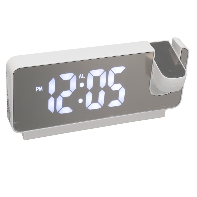 Projection Alarm Clock USB Rechargeable White Light Snooze Function Adjustable