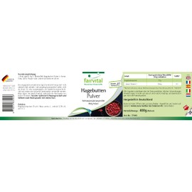 Fairvital Rosehip Powder 400 g - 100% Pure without Additives - Natural Source of Vitamin C - 100% Vegan - Quality Tested and High Dose - Made in Germany