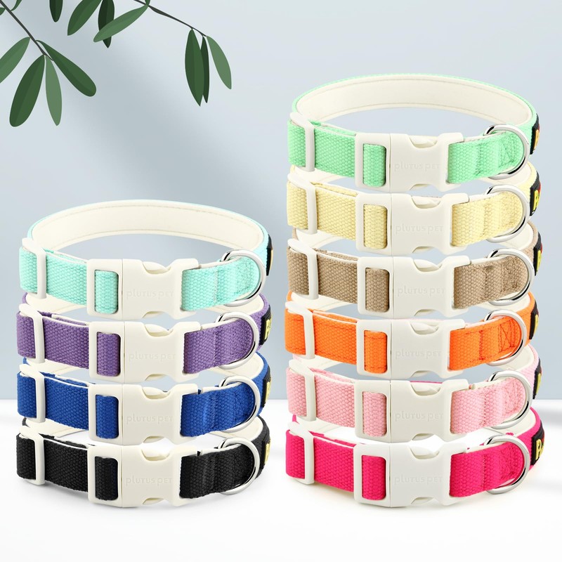 Plutus Pet Cotton Dog Collar, Heavy Duty Collar with Soft