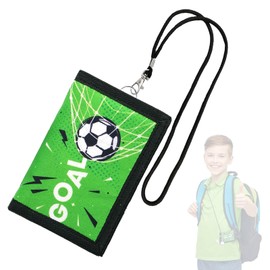 XINSUO Children's Wallet Boys Purse Football Motif Chest Bag Velcro Design Purse Children for Teenagers Boys Girls, black, 1, Contemporary