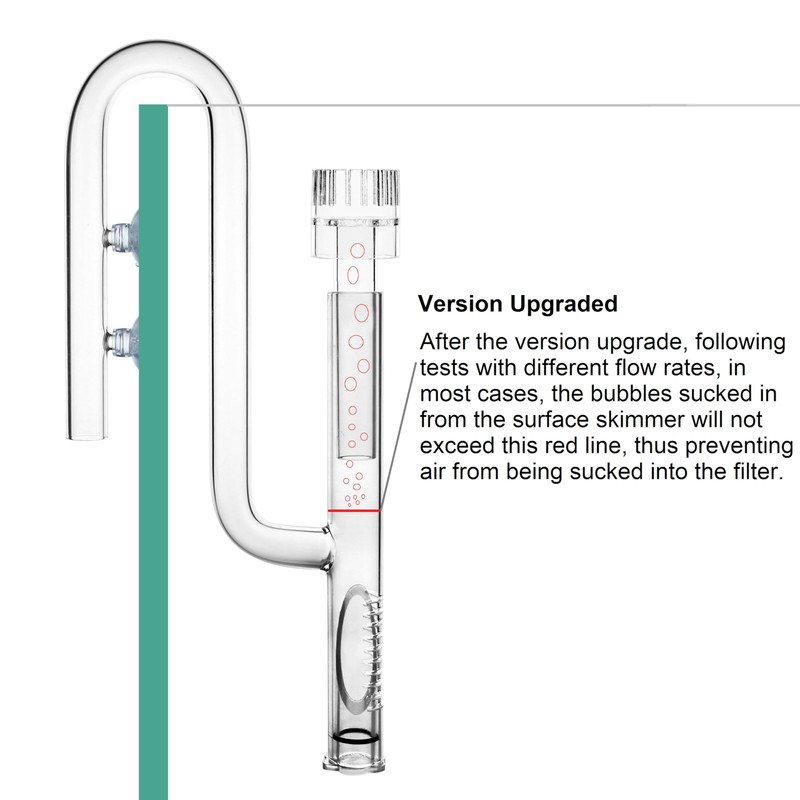 JARDLI Glass Lily Pipe Inflow with Surface Skimmer for Aquarium