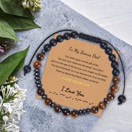 Bonus Dad Stepdad Gifts from Son Daughter Morse Code Bracelet for Bonus Dad Birthday Christmas Gift for Step Dad Stepfather Morse Code Beaded Bracelets