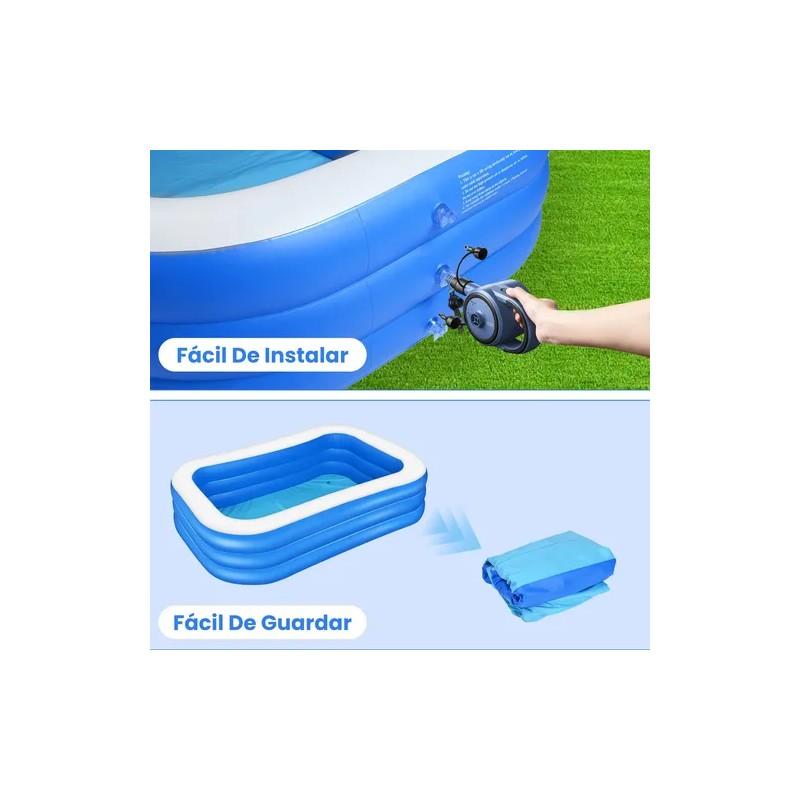 Alberca Inflables Grandes 260cm Piscinas Rectangulares Azul