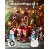 Set of 2 Resin Snowman Figurines with Light-Up Christmas Tree