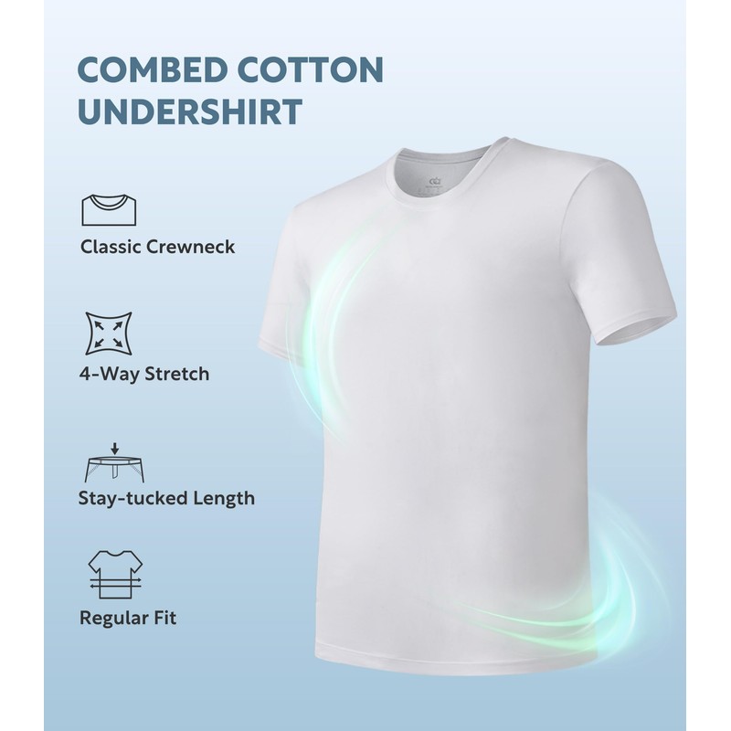DAVID ARCHY Men's Undershirts Combed Cotton T-Shirt Soft Moisture-Wicking T-Shirts