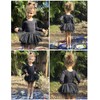 Zaclotre Girls Ballet Leotards 4-Layers Tiered Long Sleeve Dance Tutu