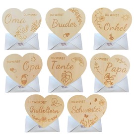 Schwangerschaft Verkünden Ihr Werdet Oma Und Opa, 8 Holzherzen Mit Umschlägen Und Aufklebern Für Eine Besondere Ankündigung Ideales Geschenk Für Familienfeiern