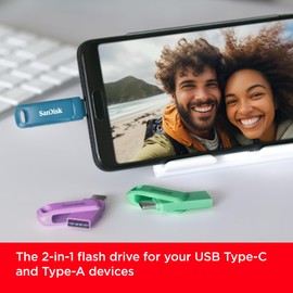 SanDisk 64GB Ultra Dual Drive Go, USB Type-C Flash Drive with reversible USB Type-C and USB Type-A connectors, up to 150 MB/s, for smartphones, tablets, Macs and computers, Navagio Bay