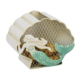Beachcombers 7.45" Metal Mermaid Shell Cork Holder Teal