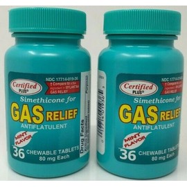 Assured 1-PK Assured Simethicone Gas Relief Chewable Tablets 80mg Anti-Gas Bloating 36CT