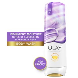 Olay Indulgent Moisture Body Wash for Women, Infused with Vitamin B3, Notes of Elderberry and Almond Cream Scent, 20 fl oz