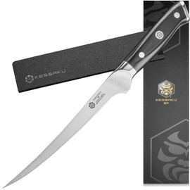 KESSAKU Fillet Knife - 7 inch - Dynasty Series - Flexible - Razor Sharp - Forged ThyssenKrupp German High Carbon Stainless Steel - Boning, Trimming, Skinning - G10 Garolite Handle with Blade Guard
