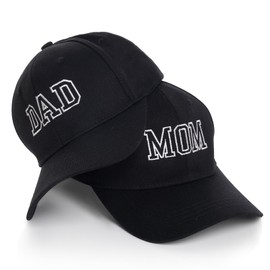 hoyuwak Mom and Dad Hats New Parents Embroidered Baseball Caps Gifts Hats for New Dad Mom Couples Black