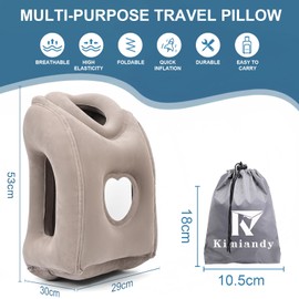 Kimiandy Upgraded Inflatable Travel Air Pillow for Sleeping to Avoid Neck and Shoulder Pain,21" H*12.6" W (Dark Grey, 21 x 12.6 x 12.6 inches)