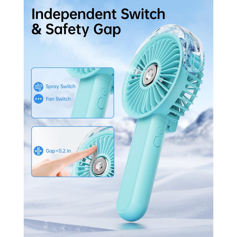 SWEETFULL Portable Misting Fan - 180° Foldable Handheld Personal Fan