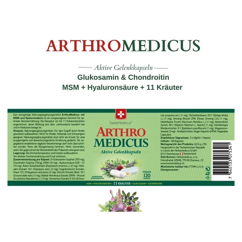 SwissMedicus ArthroMedicus Glucosamine & Chondroitin High Dose - 120 Capsules