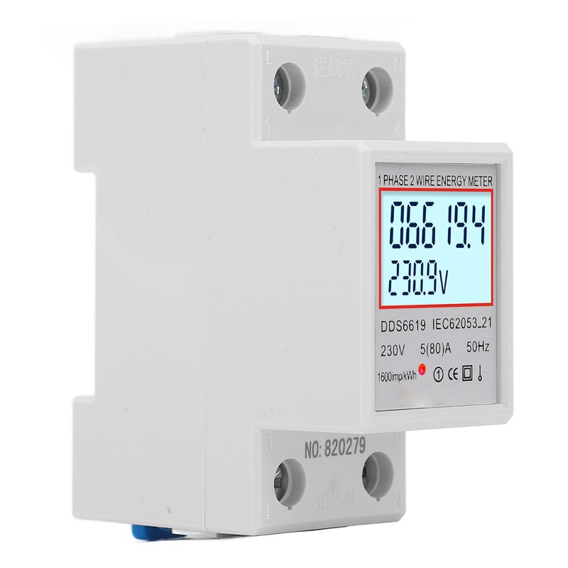 LCD Digital Electricity Meter Single Phase 2 Pin DIN Rail