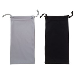 Cretty-Meet 2pcs Microfiber Pouch Case Bag Microfiber Glasses Sunglasses Case Soft Sunglasses Pouch (Black and Gray)