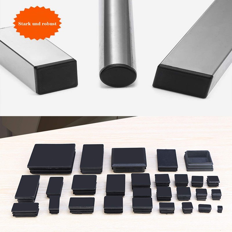 Zaky 6 pcs Square Ribbed Plastic Insert Plugs End Caps