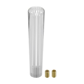 A ABSOPRO Universal Shift Knob 20cm Stick Shifter Lever Knob with 2 Adapter for Automatic and Manual Vehicle Acrylic Clear with White Stitches