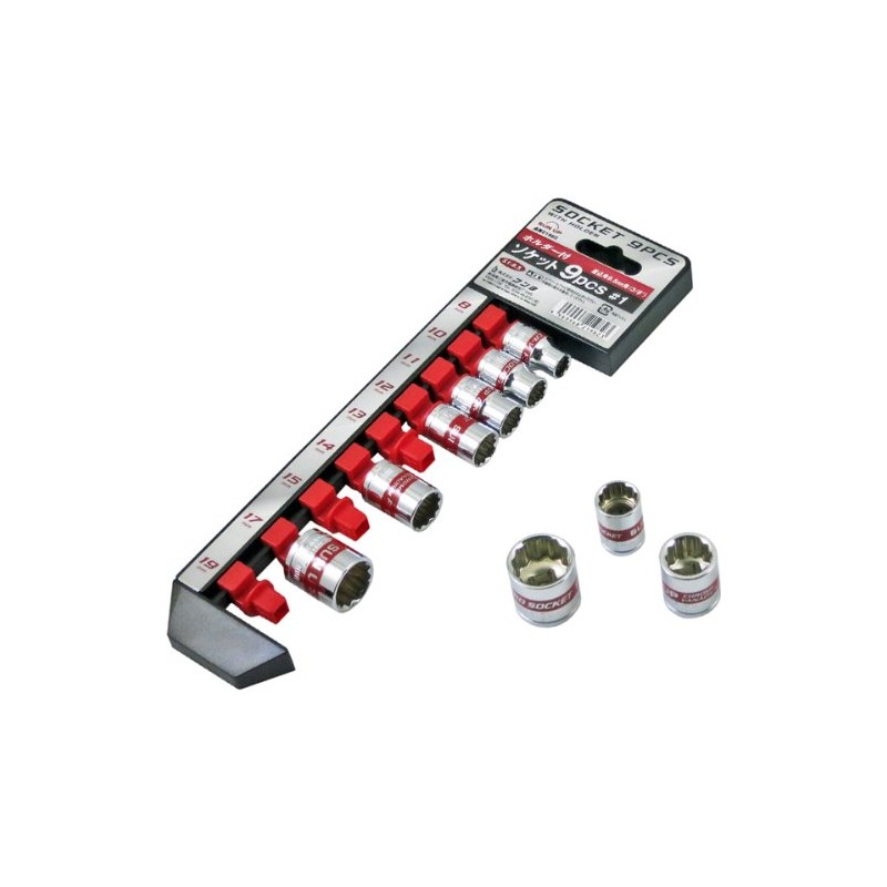 KONYO SUN UP Socket Wrench Set with Holder 9 pcs.