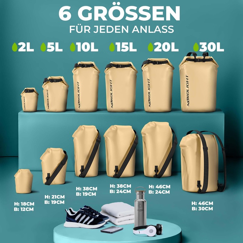 Nordlight Dry Bag 2L Waterproof Bag - (Beige) Waterproof Pack