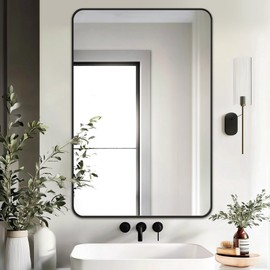 Delma Bathroom Mirror, Black Framed Bathroom Mirror for Over Sink, High-Definition Vanity Mirror, Versatile Mirror for Bathroom, Hangs Horizontally or Vertically(36x24, Black)