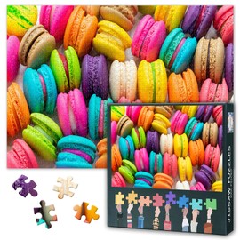 Macaroons Variety Colourful Jigsaw Puzzles 1000 Pieces for Adults, Families (French Sweet Delicacy) Pieces Fit Together Perfectly Finished Size is 27.5"x19.6"