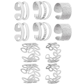 RUJUE 5 Pairs Ear Cuffs Earrings Set for Women, Non-Piercing Dainty Cartilage Ear Clip On Wrap Earring Set, Adjustable Ear Clips, Silver