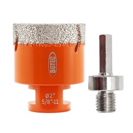 Diamond Core Drill Bit 50mm BGTEC Diamond Hole Saw Tile Cutter 5/8"-11 Thread for Porcelain Tile Ceramic Marble Brick Granite Stone with HEX Shank Adapter