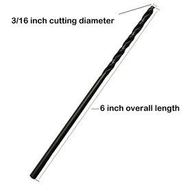 TMAX 6 PC 3/16 Inch x 6 Inch Aircraft Extension Black Oxide Drill Bit, Premium M2 High Speed Steel, Extra Length, for Metal, Plastic, Wood