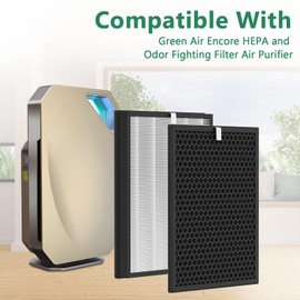 Harebery Replacement Filter Set, Compatible with Green Air Encore Purifier, 2 Set (Contains 2 Pack Premium Fliters + 2 Activated Carbon Filters)