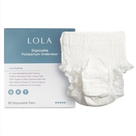 LOLA - Ropa interior posparto con algodón orgánico máxima absorción para sangrado posparto, bolsa esencial para el embarazo y hospitalario, 10 unidades