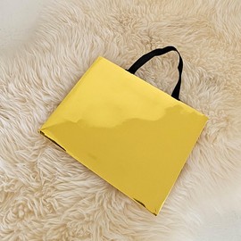 PAPERIST 10pcs 11.8x4.7x9 (2) Medium Size, Gold Shiny Paper Bags with Black Cotton Handles, Thick Sturdy Durable Gift bags