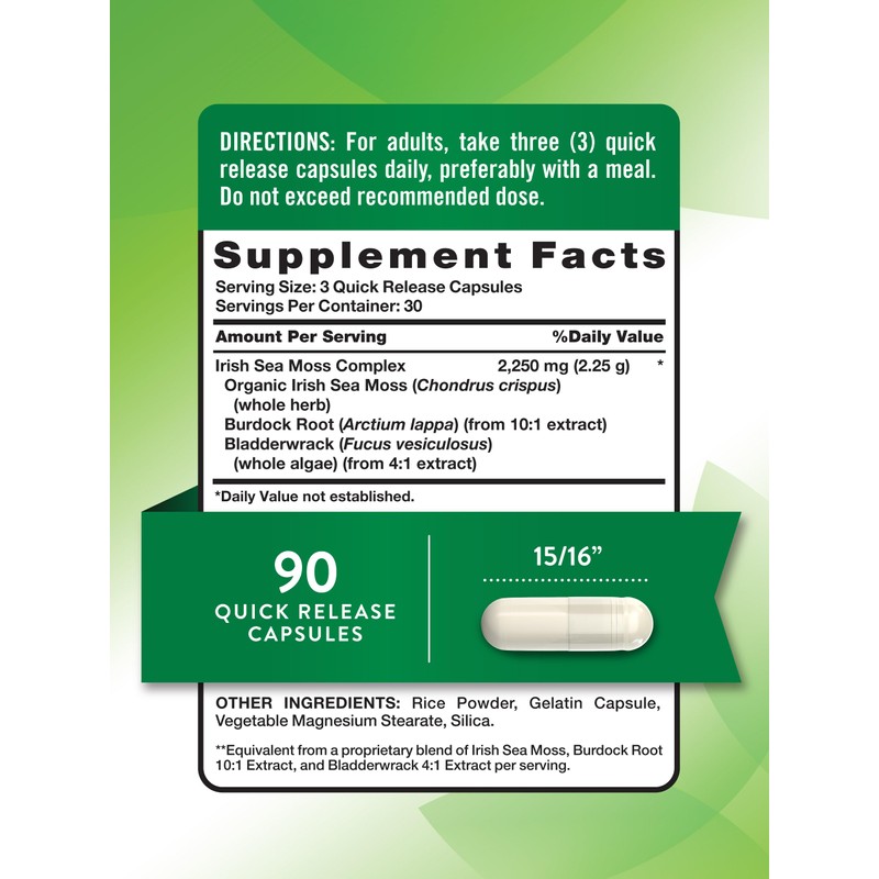 Nature's Truth Irish Sea Moss Capsules | 2,250mg | 90