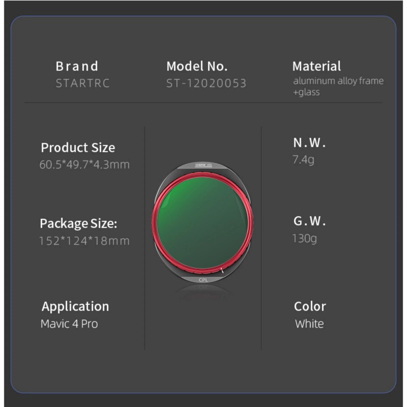 STARTRC Lens Filter Set for DJI Mavic 4 Pro ND8