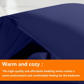 TAIMIT Navy Full Size Comforter Set - 7 Pieces, Bed in a Bag Bedding Sets with All Season Soft Quilted Warm Fluffy Reversible Comforter,Flat Sheet,Fitted Sheet,2 Pillow Shams,2 Pillowcases