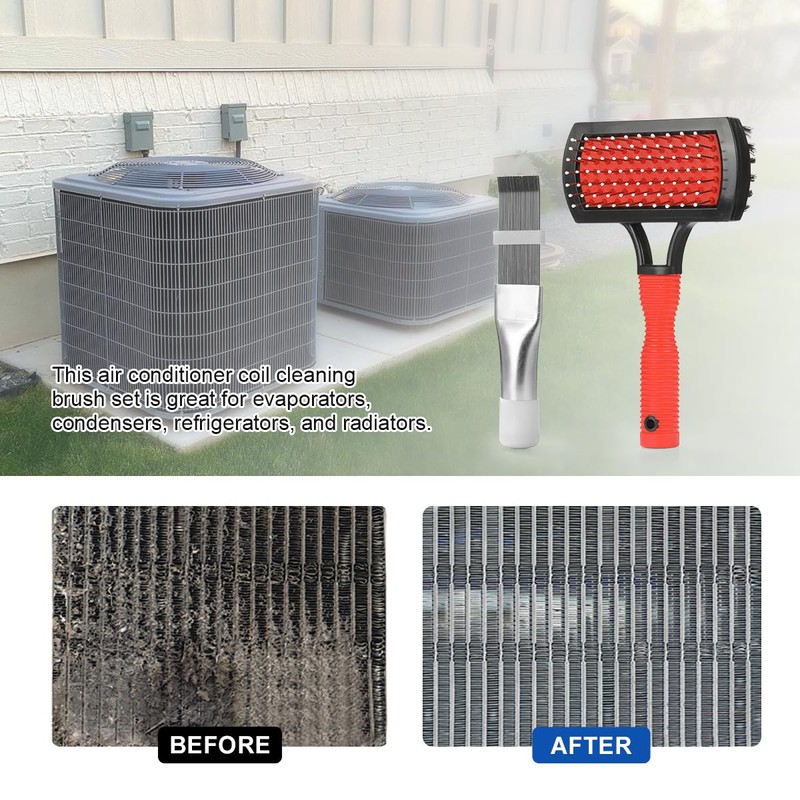 LANMU Air Conditioner Evaporator Coil Cleaning Brush AC Condenser Coil