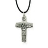Silver Toned Pope Francis Papal Pastoral Cross Pendant with Black