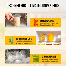 OCS Parts 240-Pack 32 Ounce Plastic Deli Containers with Lids | Stackable, Microwavable, Freezer and Dishwasher Safe BPA Free Reusable Plastic Food Containers for Home and Commercial Use