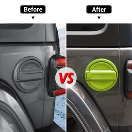 JWWY for JL Wrangler Fuel Tank Cover Gas Cap Petrol Tank Fuel Filler Cover Trim Fit for 2018-2024+ Jeep Wrangler Exterior Accessories JL 2/4 Door Aluminum Alloy Green