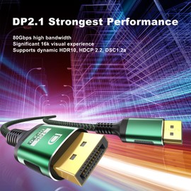 FEMORO DisplayPort 2.1 Cable 3Ft, Display Port Cables 16K@60Hz 8K@120Hz 4K@240Hz, DP to DP Cord 80Gbps Support HDR10 HDCP DSC 1.2a Compatible FreeSync G-Sync Video Gaming Monitor Graphics Card