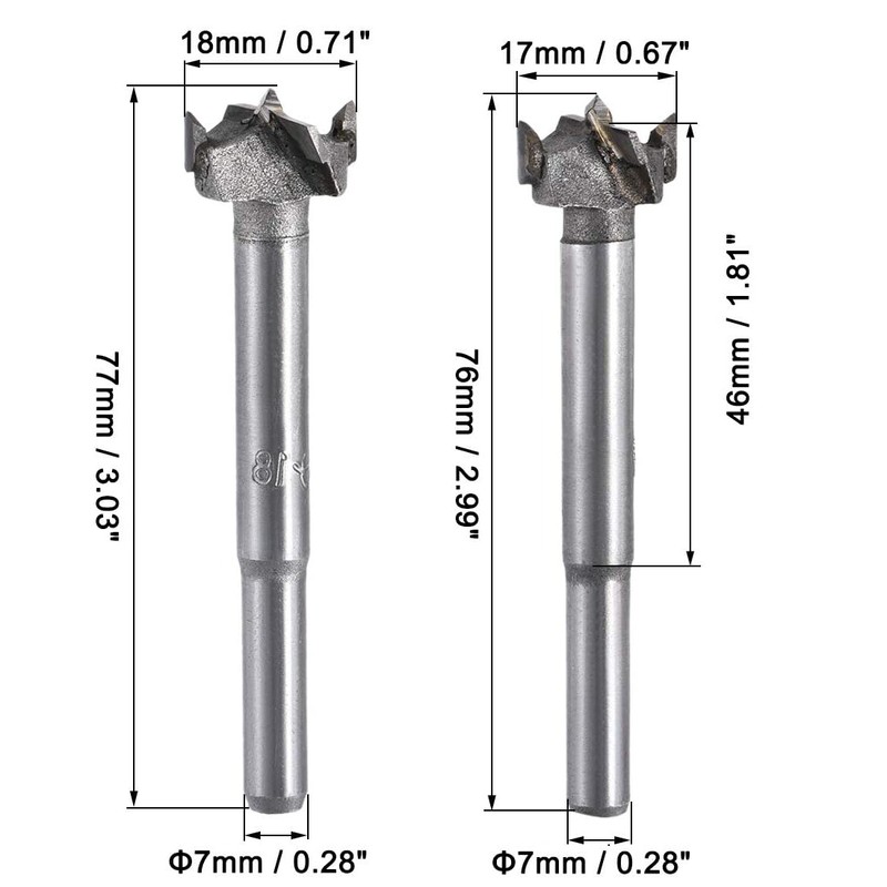 Boxonly 2Pcs Woodworking Hole Opener Drill Bit 17mm+18mm Forstner Drill