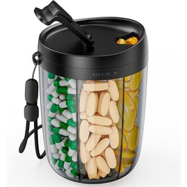 Large Supplement Organizer Bottle, Holds Plenty of Vitamins in 1 Monthly Pill Dispenser with Anti-Mixing & Wide Openings Design, Easy to Retrieve Meds, includes 20 Pcs Stick-on Label Healthcare Aid