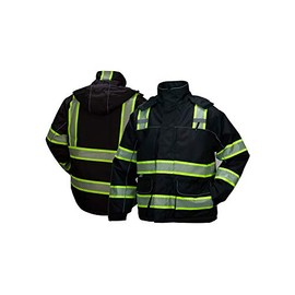 Pyramex RPB35 Series Teflon Coated Waterproof Black Parka ANSI Type O Class 1 With Quilted Lining Medium