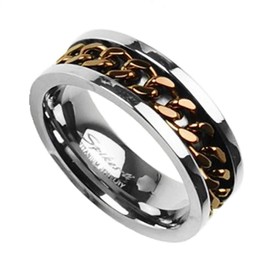 Fantasy Forge Jewelry Titanium Bronze Color Chain Spinner Ring Mens Meditation Band Size 10