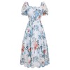Scarlet Darkness Women's Floral Print Summer Dresses Square Neck Puff