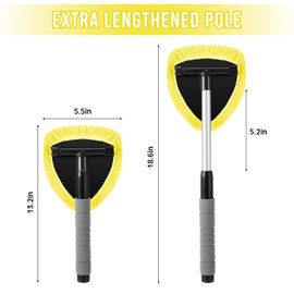 Baderke 10 Pcs Windshield Cleaner Tool Car Window Cleaning Supplies with Extendable Handle Include 6 Washable Microfiber Bonnets 2 Empty 60ml Spray Bottle Glass Wiper Kit(Yellow)