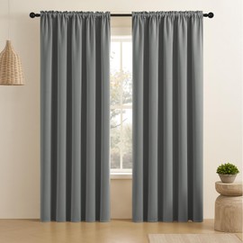 CUCRAF Light Grey Blackout Curtains 84 inch Length 2 Panels Set, Rod Pocket Room Darkening Drapes for Bedroom Living Room, Insulated Thermal Light Blocking Window Curtain (W52 x L84 Inch)